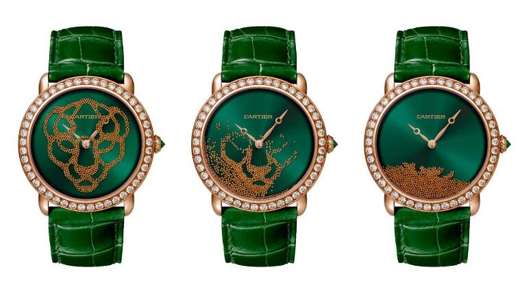 The green leather strap matches the emerald dial perfectly to show a distinctive look of vintage style.