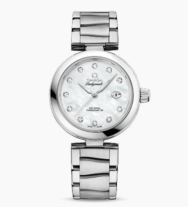 The mother-of-pearl dial adds a feminine touch to the watch.