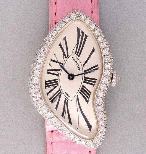 The diamonds on the case and the pink leather strap will remind the wearers of the happy girlhood time.