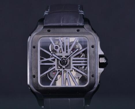 The combination of the black case with skeleton dial makes the watch very strong.