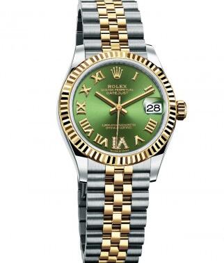 The matching of the green dial and gold bezel is eye-catching and distinctive.