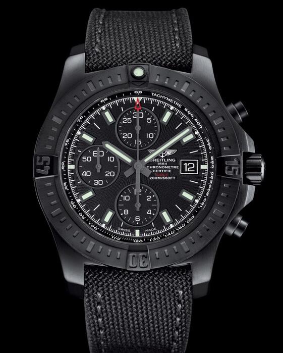 The overall design of this black Breitling is cool and bold.