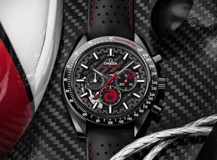 The red elements are striking on the black skeleton dial.