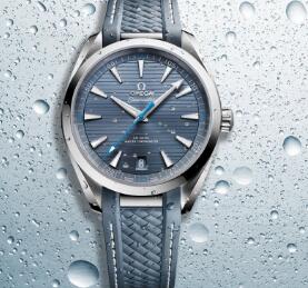 The blue second hand is contrasted to the blue dial of Swiss Omega replica.
