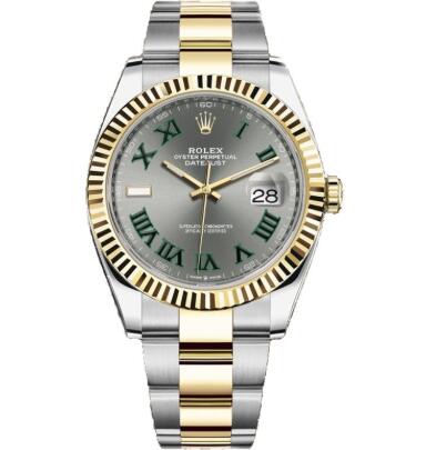 The green Roman numerals hour markers ensure the good readability of fake Rolex.